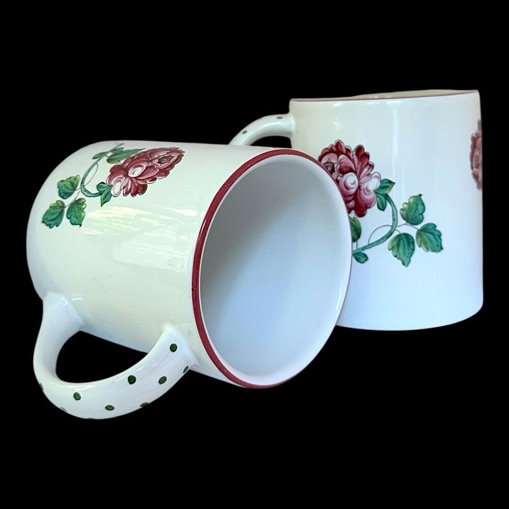 Set of 2 Discontinued Pattern Tiffany & Co “Strasbourg Flowers” Coffee/Tea Mugs